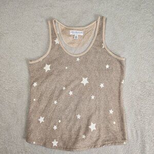 Live Love Lounge Pajamas Tank Womens Size Medium Tan Stars Soft Cozy Neutral